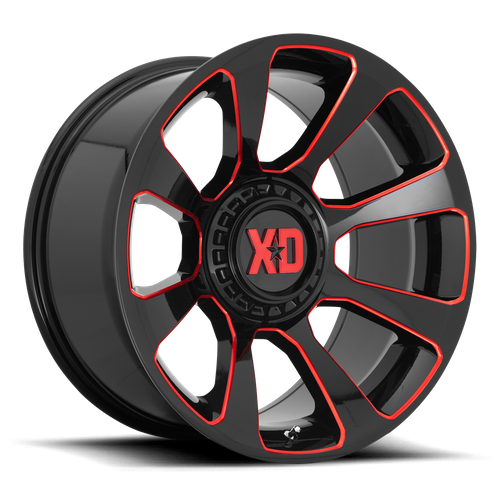 XD Series XD854 REACTOR Gloss Black Milled W/ Red Tint 20x10 -18 5x127|5x139.7mm 78.1mm