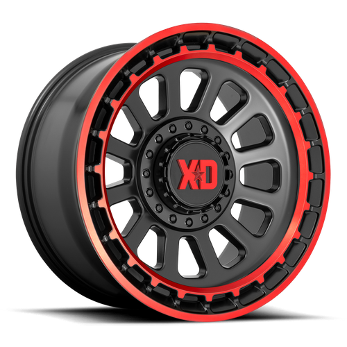 XD Series XD856 OMEGA Satin Black Mach Lip Red Tint 17x9 0 5x127|5x139.7mm 78.1mm - Wheelwiz