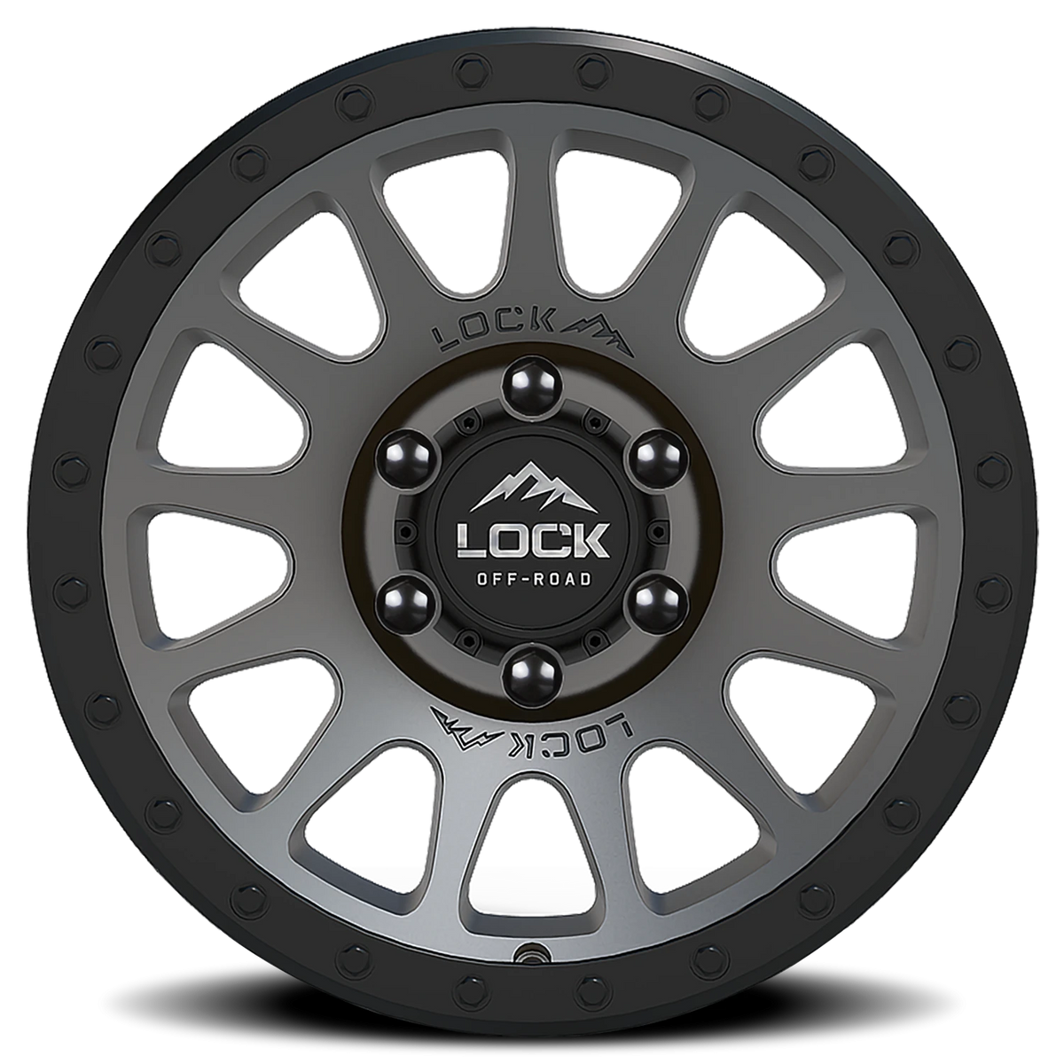 Lock Offroad Yosemite Matte Grey W/ Matte Black Ring 20x10 -18 6x139.7mm 106.2mm