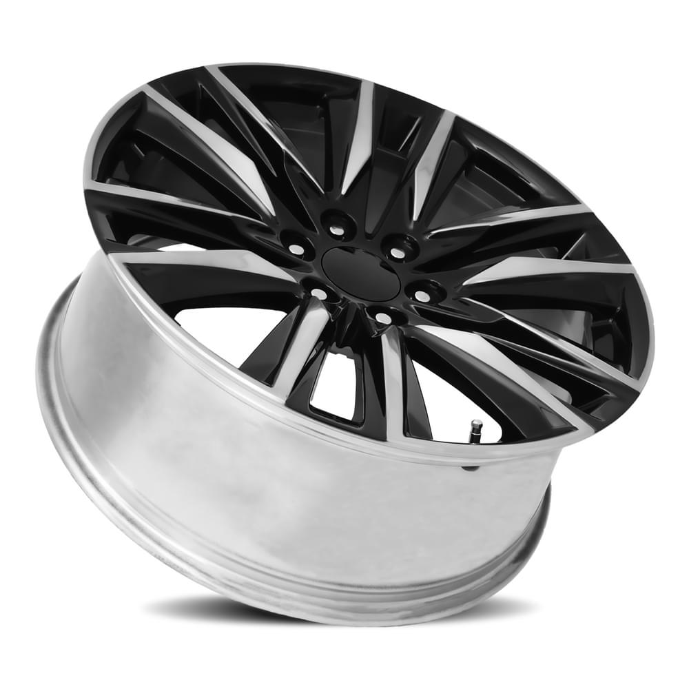 Factory Reproductions FR 90 Gloss Black Polished Accents 22x9 +28 6x139.7mm 78.1mm