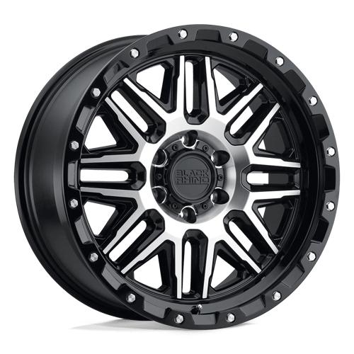 Black Rhino ALAMO Gloss Black W/ Machined Face & Stainless Bolts 17x9 -18 8x165.1mm 122.4mm - WheelWiz