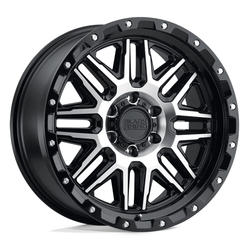 Black Rhino ALAMO Gloss Black W/ Machined Face &amp; Stainless Bolts 17x9 -18 6x139.7mm 112.1mm - WheelWiz