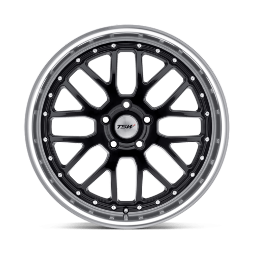 TSW VALENCIA Gloss Black W/ Mirror Cut Lip 17x8 +45 5x112mm 72.1mm - WheelWiz