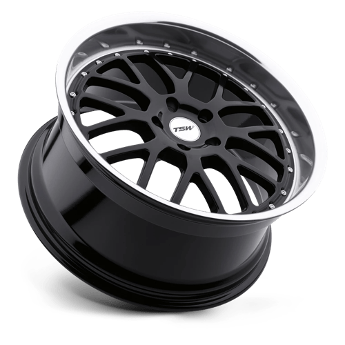 TSW VALENCIA Gloss Black W/ Mirror Cut Lip 17x8 +40 5x114.3mm 76.1mm - WheelWiz
