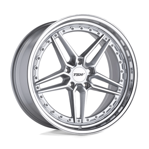 TSW ASCARI Silver W/mirror Cut Face &amp; Lip 20x10.5 +25 5x120mm 76.1mm
