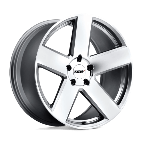 TSW BRISTOL Silver W/ Mirror Cut Face 22x10.5 +44 5x112mm 66.6mm - Wheelwiz