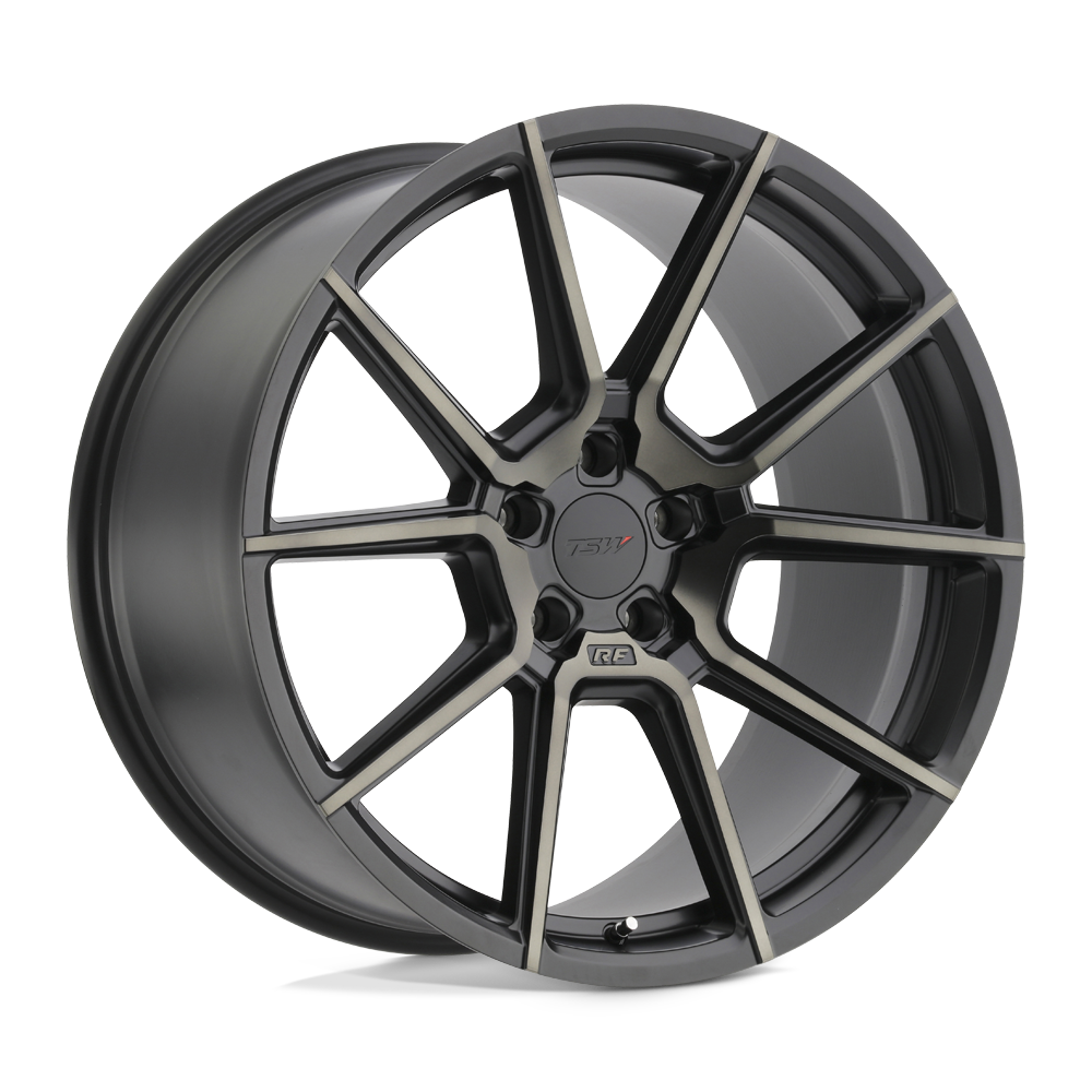 TSW CHRONO Matte Black W/ Machine Face &amp; Dark Tint 19x9 +30 5x114.3mm 76.1mm - WheelWiz