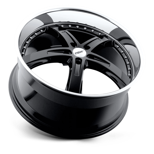 TSW JARAMA Gloss Black W/ Mirror Cut Lip 18x9.5 +35 5x112mm 72.1mm - WheelWiz