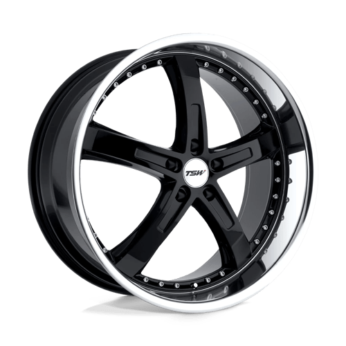 TSW JARAMA Gloss Black W/ Mirror Cut Lip 17x8 +35 5x120mm 76.1mm - WheelWiz