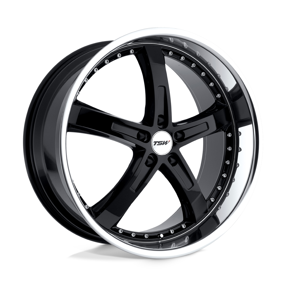 TSW JARAMA Gloss Black W/ Mirror Cut Lip 18x8 +40 5x114.3mm 76.1mm - WheelWiz