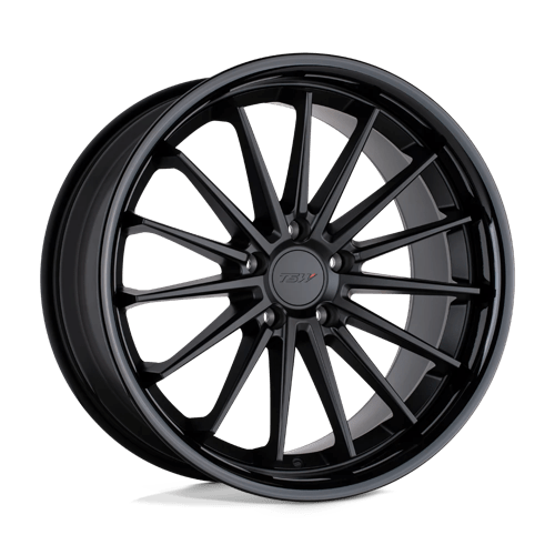TSW MARINA Matte Black W/ Gloss Black Lip 18x8.5 +32 5x112mm 66.6mm - WheelWiz