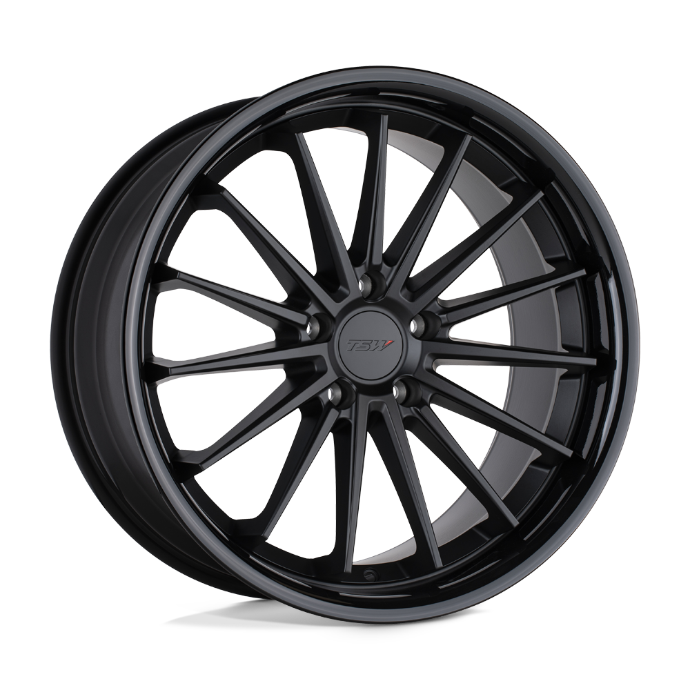 TSW MARINA Matte Black W/ Gloss Black Lip 18x8.5 +42 5x112mm 66.6mm - WheelWiz