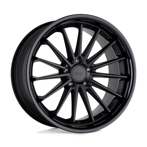 TSW MARINA Matte Black W/ Gloss Black Lip 20x8.5 +32 5x112mm 66.6mm - WheelWiz