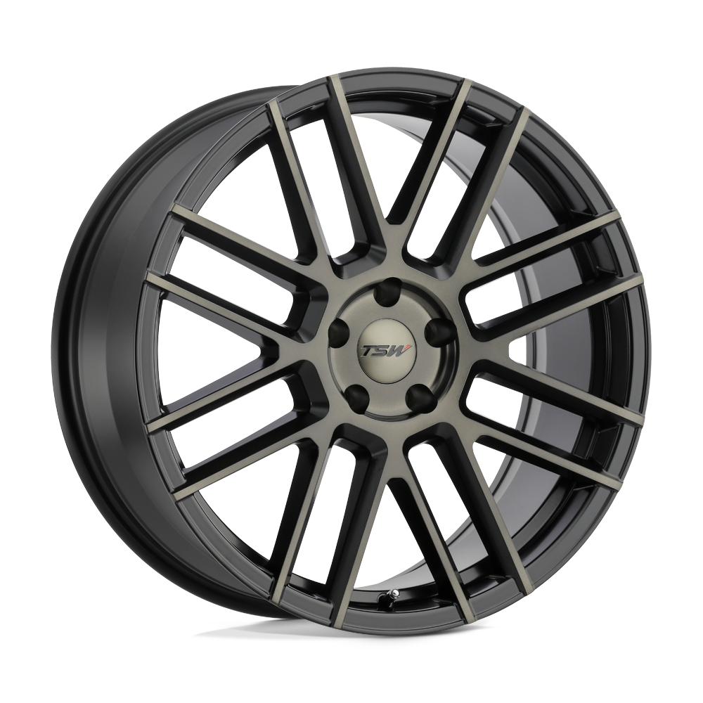 TSW MOSPORT Matte Black W/ Machine Face &amp; Dark Tint 20x8.5 +20 5x120mm 76.1mm - WheelWiz