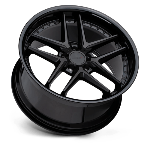 TSW PREMIO Matte Black W/ Gloss Black Lip 19x8.5 +32 5x112mm 66.6mm - WheelWiz