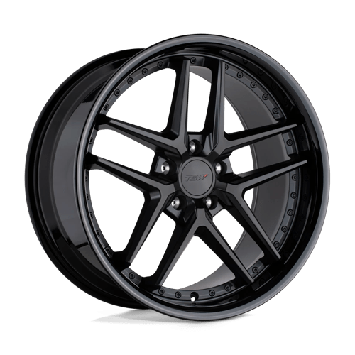 TSW PREMIO Matte Black W/ Gloss Black Lip 20x8.5 +32 5x112mm 66.6mm - WheelWiz