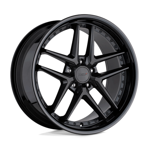TSW PREMIO Matte Black W/ Gloss Black Lip 19x8.5 +20 5x114.3mm 76.1mm - WheelWiz