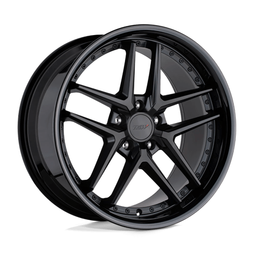 TSW PREMIO Matte Black W/ Gloss Black Lip 20x10 +40 5x112mm 66.6mm - Wheelwiz