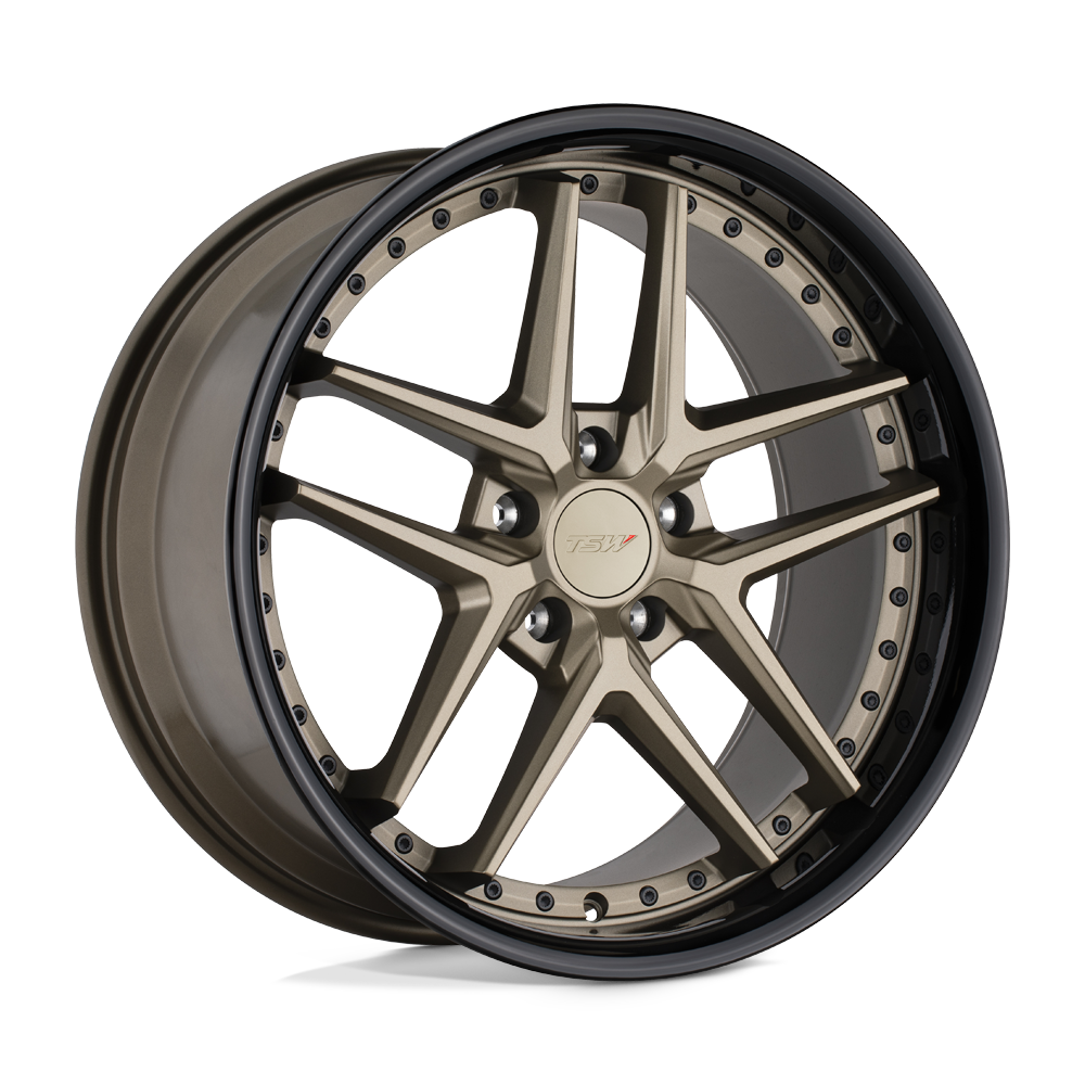 TSW PREMIO Matte Bronze W/ Gloss Black Lip 19x9.5 +20 5x120mm 76.1mm - WheelWiz