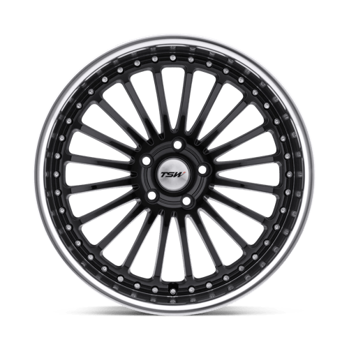 TSW SILVERSTONE Gloss Black W/ Mirror Cut Lip 18x8 +20 5x114.3mm 76.1mm - Wheelwiz