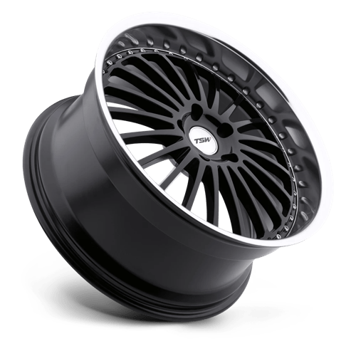 TSW SILVERSTONE Gloss Black W/ Mirror Cut Lip 18x8 +40 5x108mm 72.1mm - WheelWiz