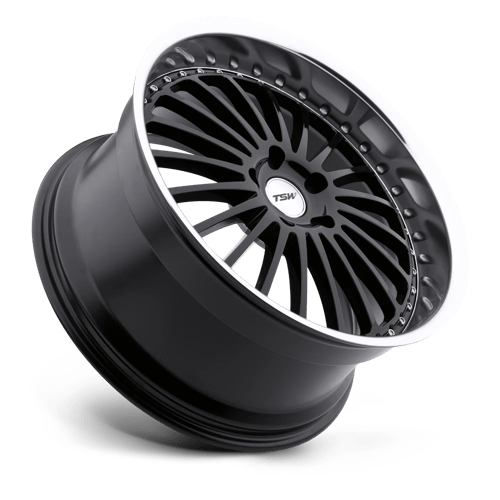 TSW SILVERSTONE Gloss Black W/ Mirror Cut Lip 18x9.5 +20 5x114.3mm 76.1mm - Wheelwiz