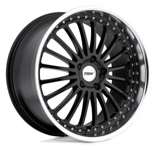 TSW SILVERSTONE Gloss Black W/ Mirror Cut Lip 19x8 +45 5x112mm 72.1mm - Wheelwiz