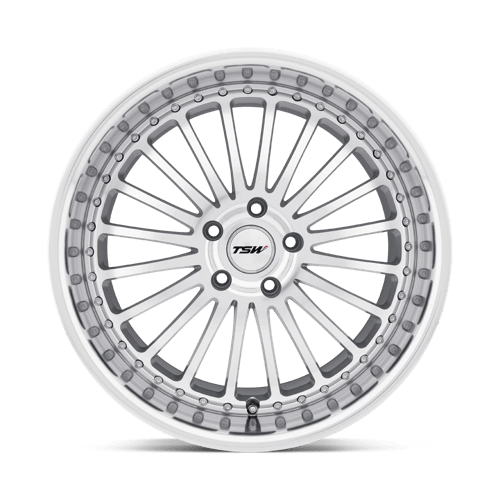 TSW SILVERSTONE Silver W/ Mirror Cut Face &amp; Lip 18x9.5 +40 5x114.3mm 76.1mm - WheelWiz