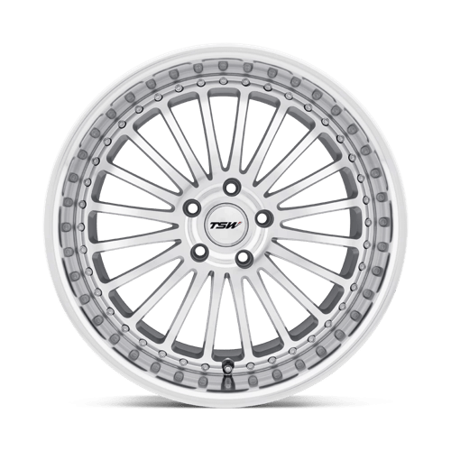 TSW SILVERSTONE Silver Mirror Cut Face &amp; Lip 20x10 +25 5x114.3mm 76.1mm - Wheelwiz