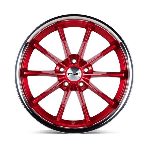 TSW SWEEP Candy Red W/ Stainless Lip 18x8.5 +40 5x114.3mm 76.1mm - Wheelwiz