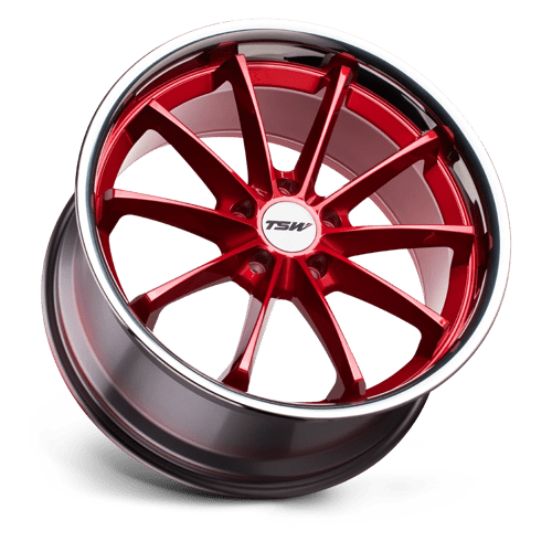 TSW SWEEP Candy Red W/ Stainless Lip 18x8.5 +40 5x114.3mm 76.1mm - Wheelwiz