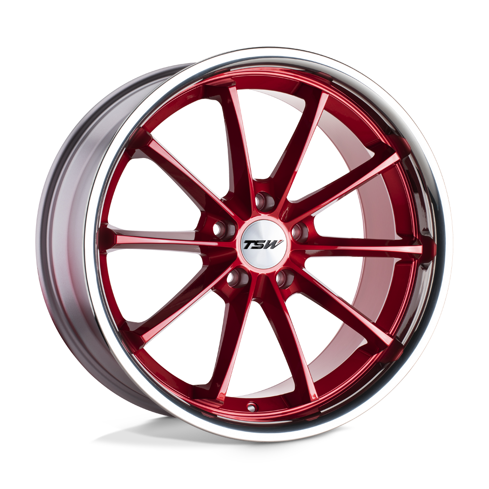 TSW SWEEP Candy Red W/ Stainless Lip 19x8.5 +40 5x114.3mm 76.1mm - WheelWiz