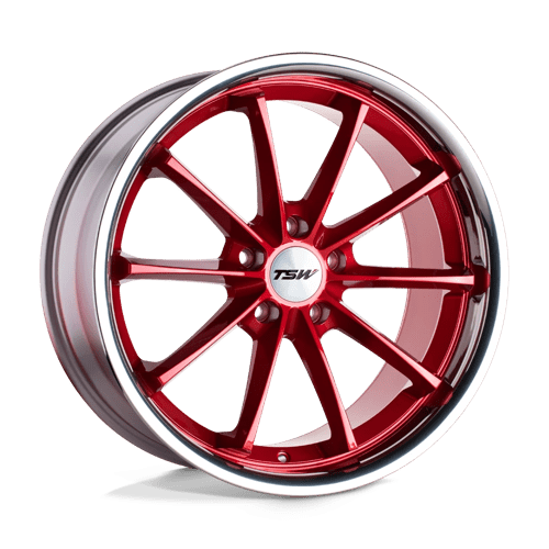TSW SWEEP Candy Red W/ Stainless Lip 18x8.5 +40 5x114.3mm 76.1mm - Wheelwiz