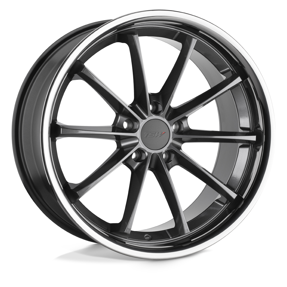TSW SWEEP Gloss Gunmetal W/ Stainless Lip 20x8.5 +35 5x120mm 76.1mm - WheelWiz