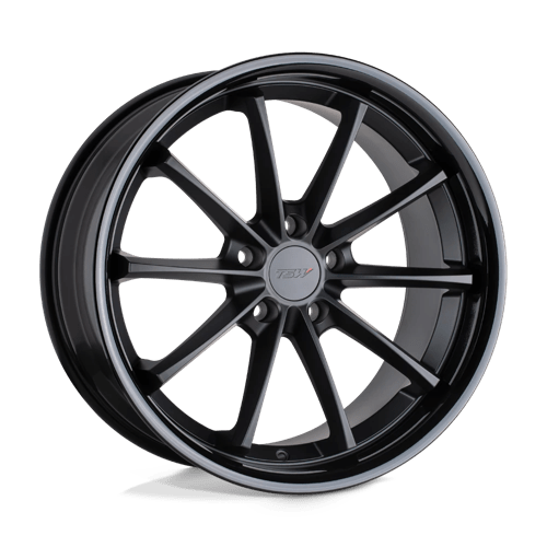 TSW SWEEP Matte Black W/ Gloss Black Lip 18x8.5 +42 5x112mm 66.6mm - WheelWiz