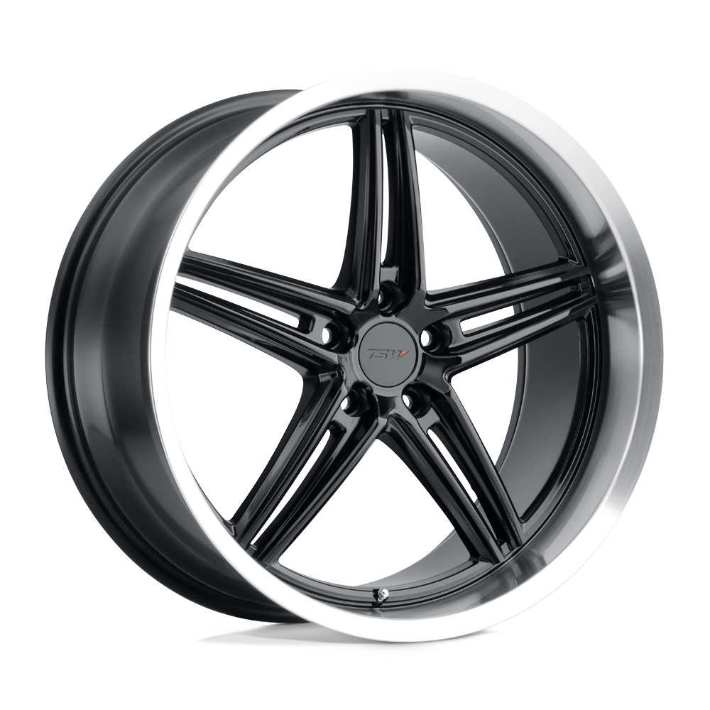 TSW VARIANTE Gloss Black W/ Machined Lip 18x8.5 +35 5x120mm 76.1mm - WheelWiz