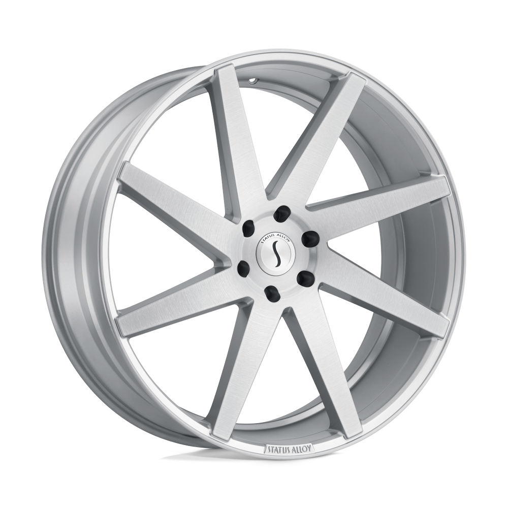 Status BRUTE Silver W/ Brushed Machined Face 24x9.5 +30 5x114.3mm 76.1mm - WheelWiz