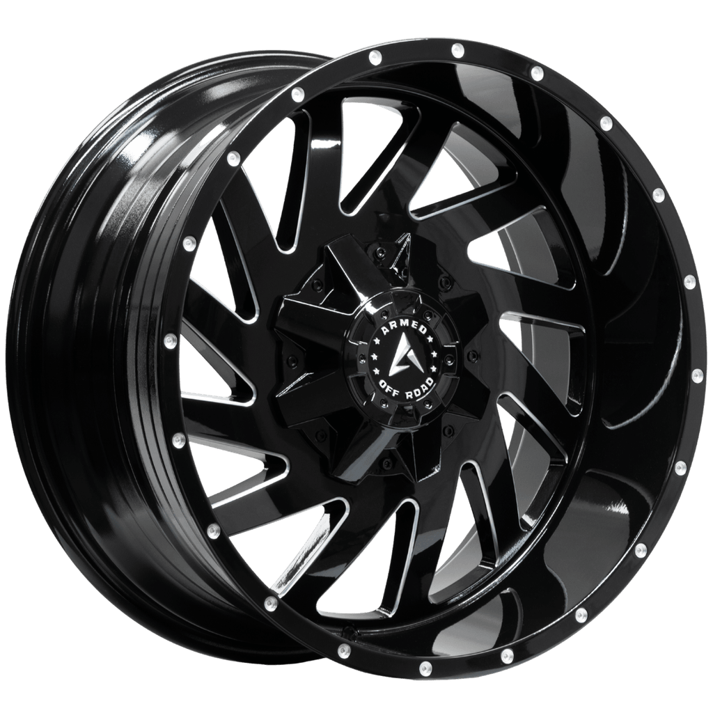 Armed Wheels Aggressor Gloss Black Milled 20x10 -24 8x165.1mm 125.1mm