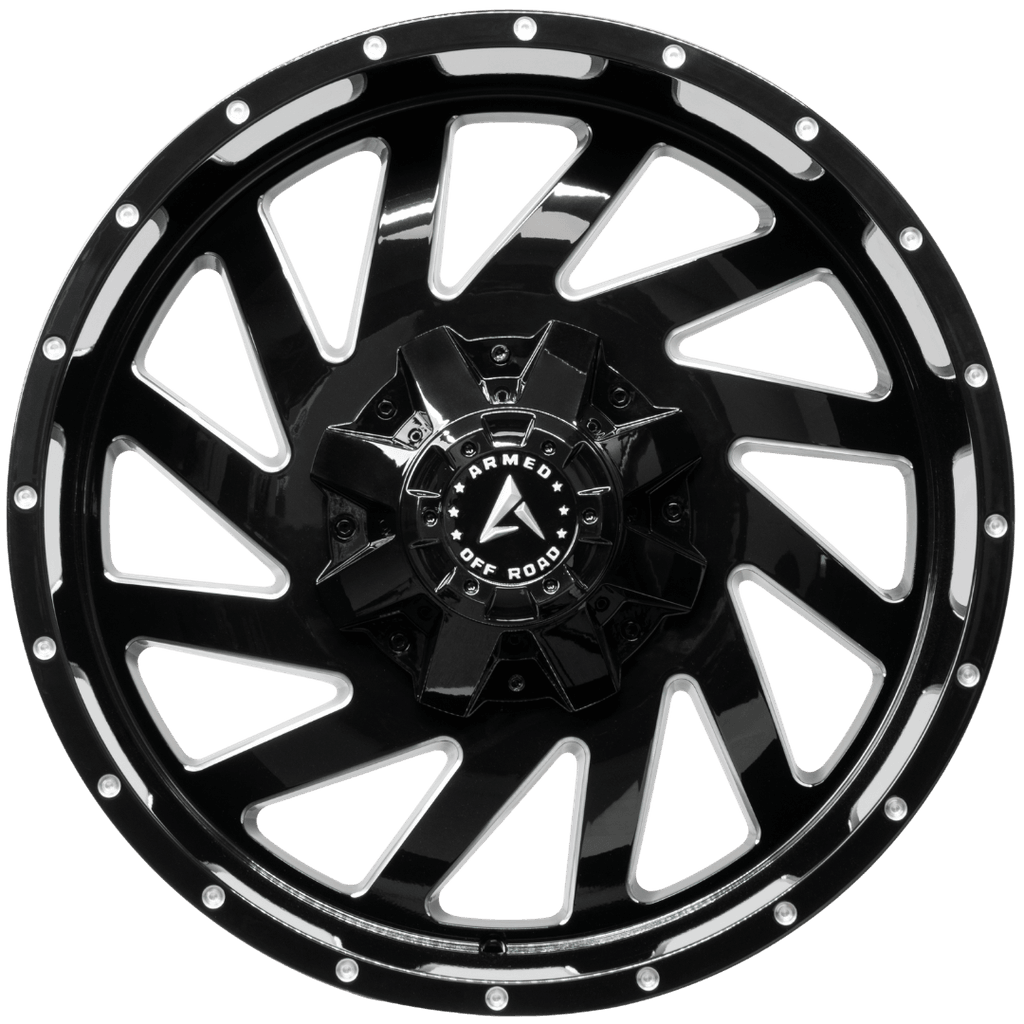 Armed Wheels Aggressor Gloss Black Milled 20x10 -24 8x165.1mm 125.1mm