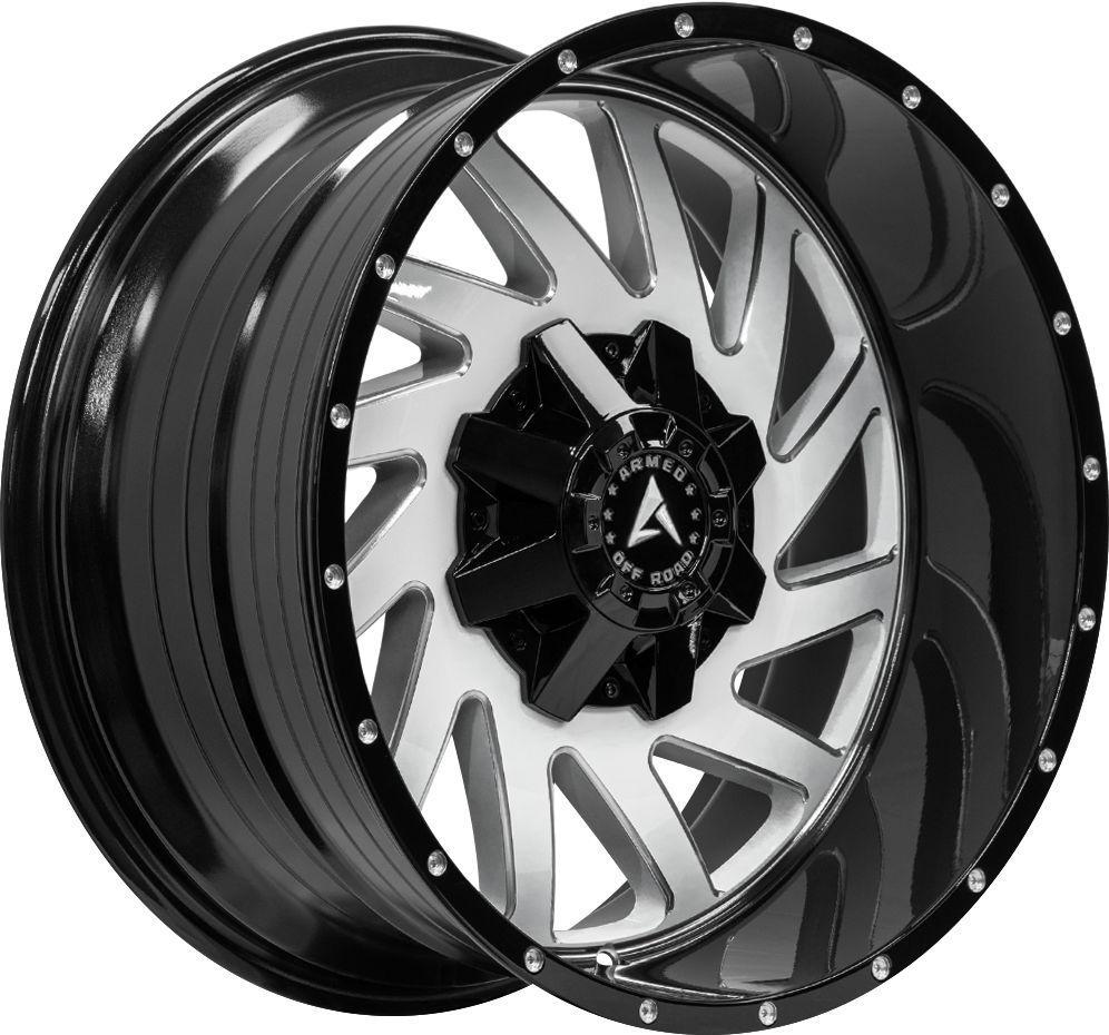 Armed Wheels Aggressor Gloss Black Machined Face 24x12 -24 8x170mm 125.2mm