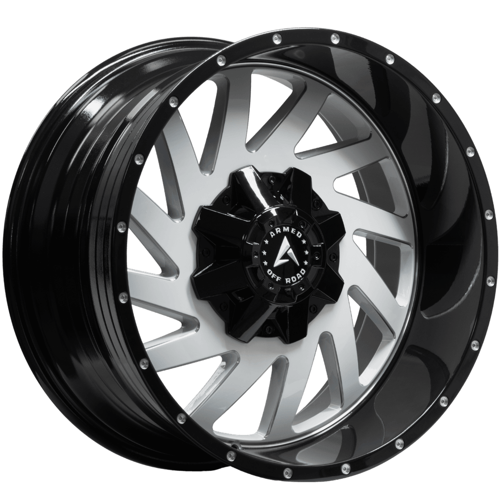 Armed Wheels Aggressor Gloss White Milled Black Lip 20x10 -24 8x165.1mm 125.1mm