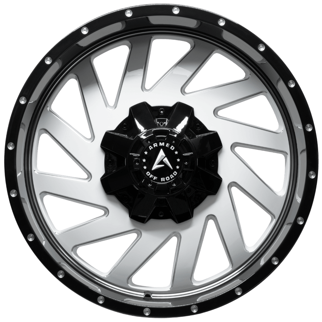 Armed Wheels Aggressor Gloss White Milled Black Lip 20x10 -24 8x165.1mm 125.1mm