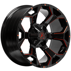 Armed Wheels Bomber Gloss Black Red Milled 20x10 0 5x139.7mm 110.1mm