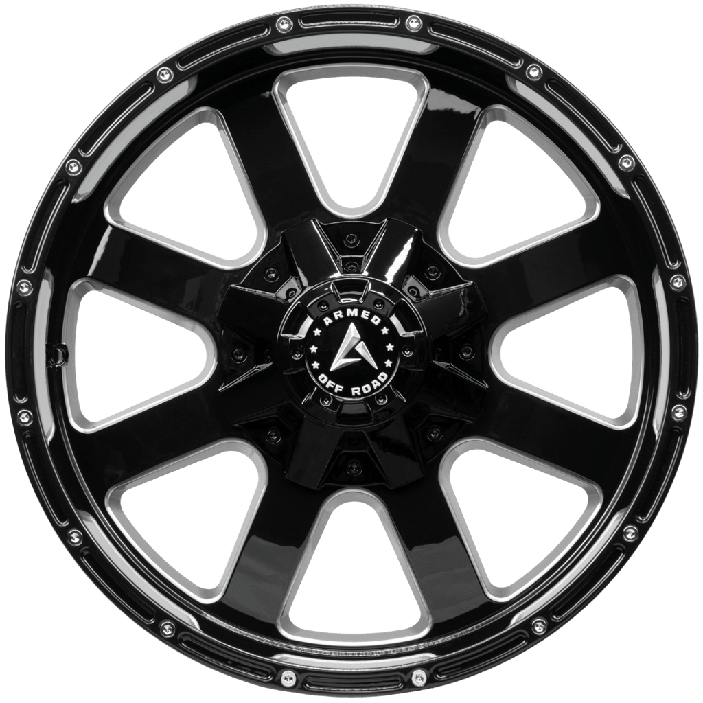 Armed Wheels Brigade Gloss Black Milled 20x10 0 5x127mm 78.1mm