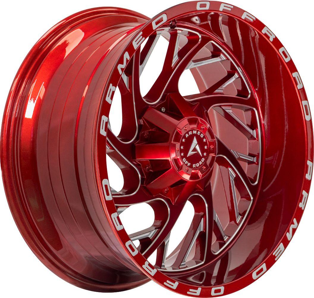 Armed Wheels Carnage Candy Red + Milling & Armed Writing 20x12 -44 6x135mm 108.1mm