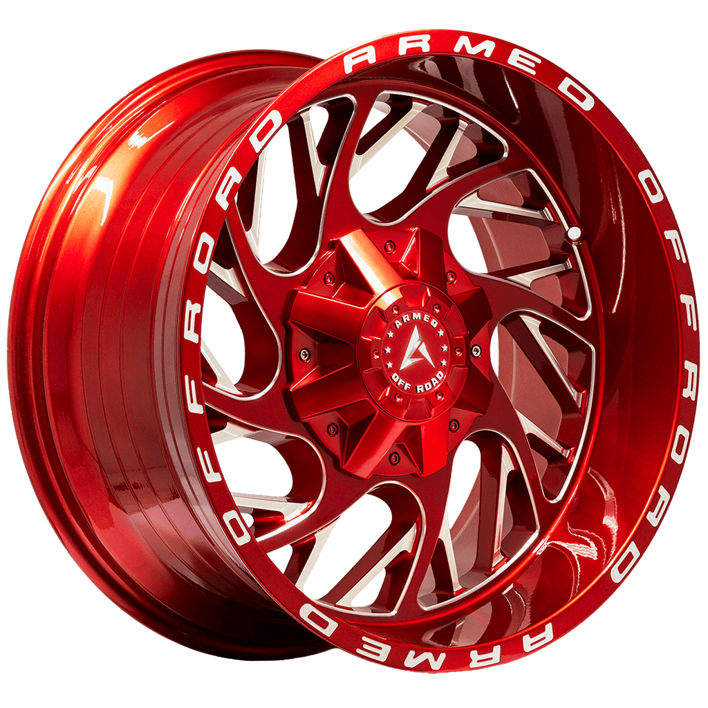 Armed Wheels Carnage Candy Red + Milling & Armed Writing 20x10 -18 8x165.1mm 125.1mm