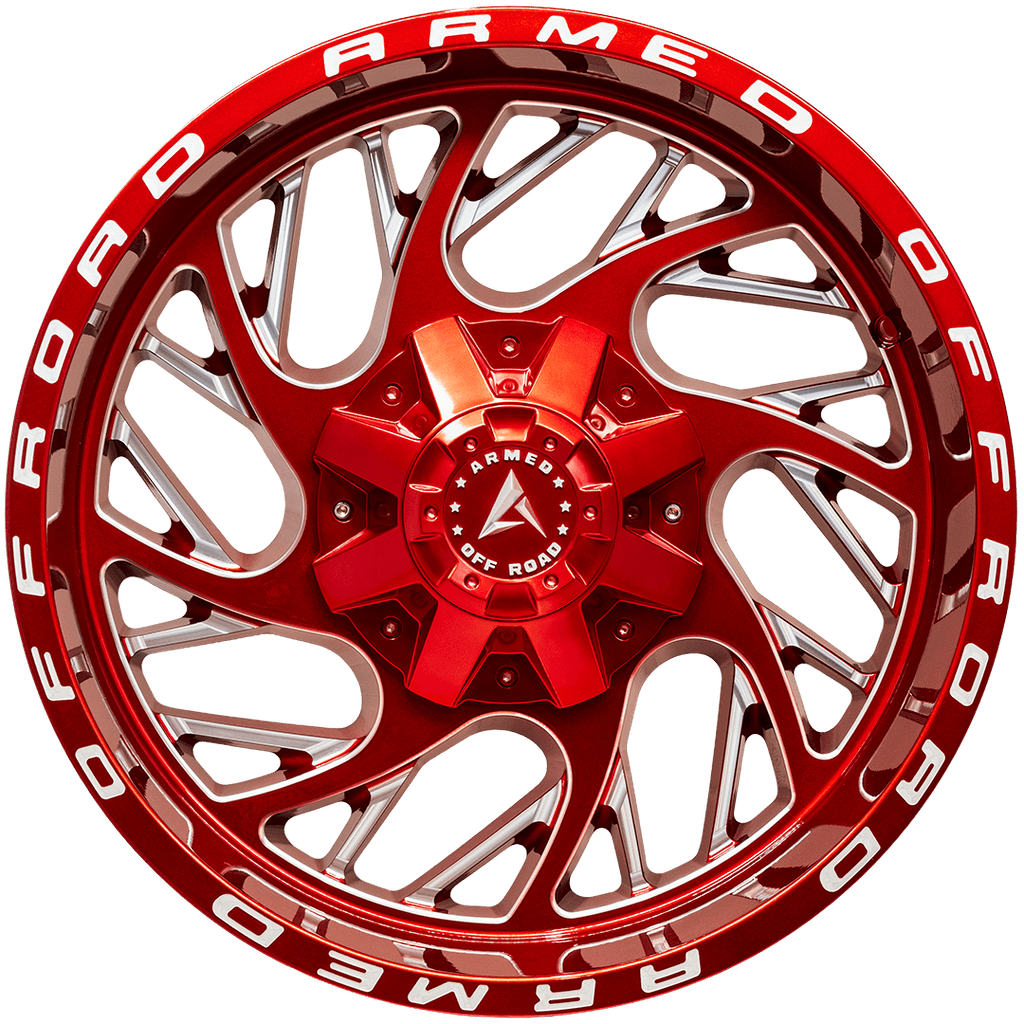 Armed Wheels Carnage Candy Red + Milling & Armed Writing 20x10 -18 Custom 87.1mm