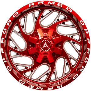 Armed Wheels Carnage Candy Red + Milling & Armed Writing 20x10 -18 Custom 87.1mm