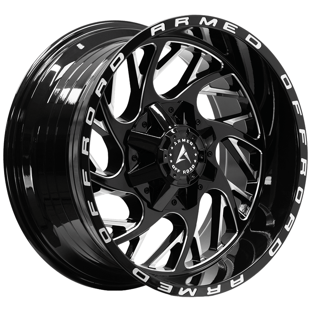 Armed Wheels Carnage Gloss Black Milled Armed 20x10 -18 5x127mm 78mm