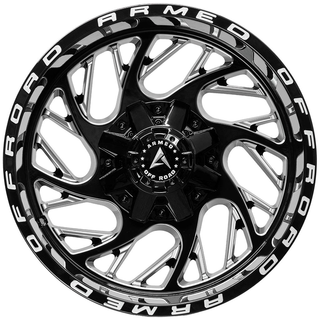 Armed Wheels Carnage Gloss Black Milled Armed 20x10 -18 5x139.7mm 110mm